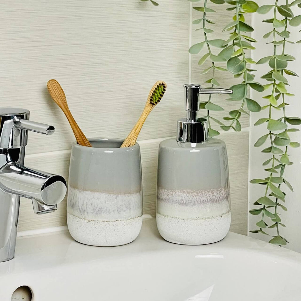 Grey Mojave Bathroom Tumbler & Soap Dispenser