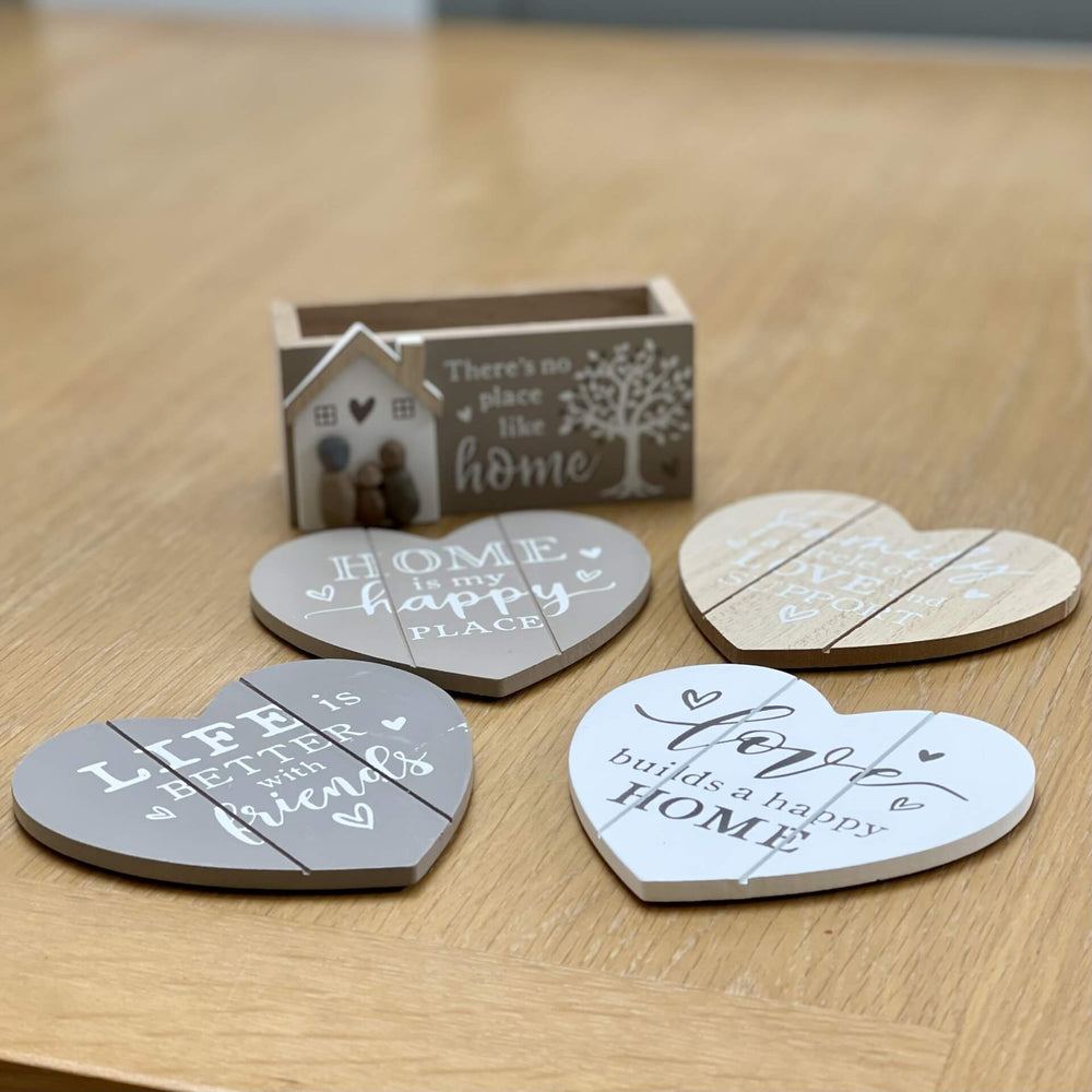 Wooden HOME Coasters | Set of 4