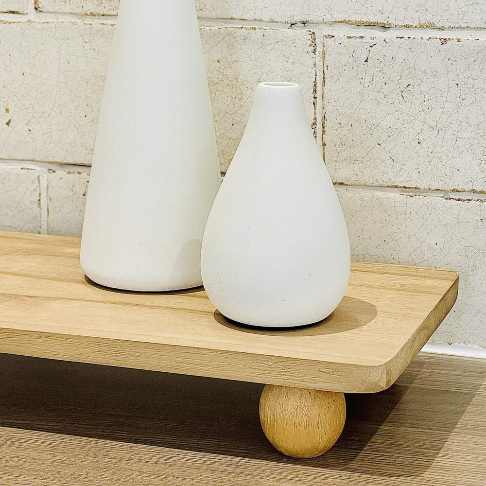 Raised Wooden Tray with Round Feet – Natural
