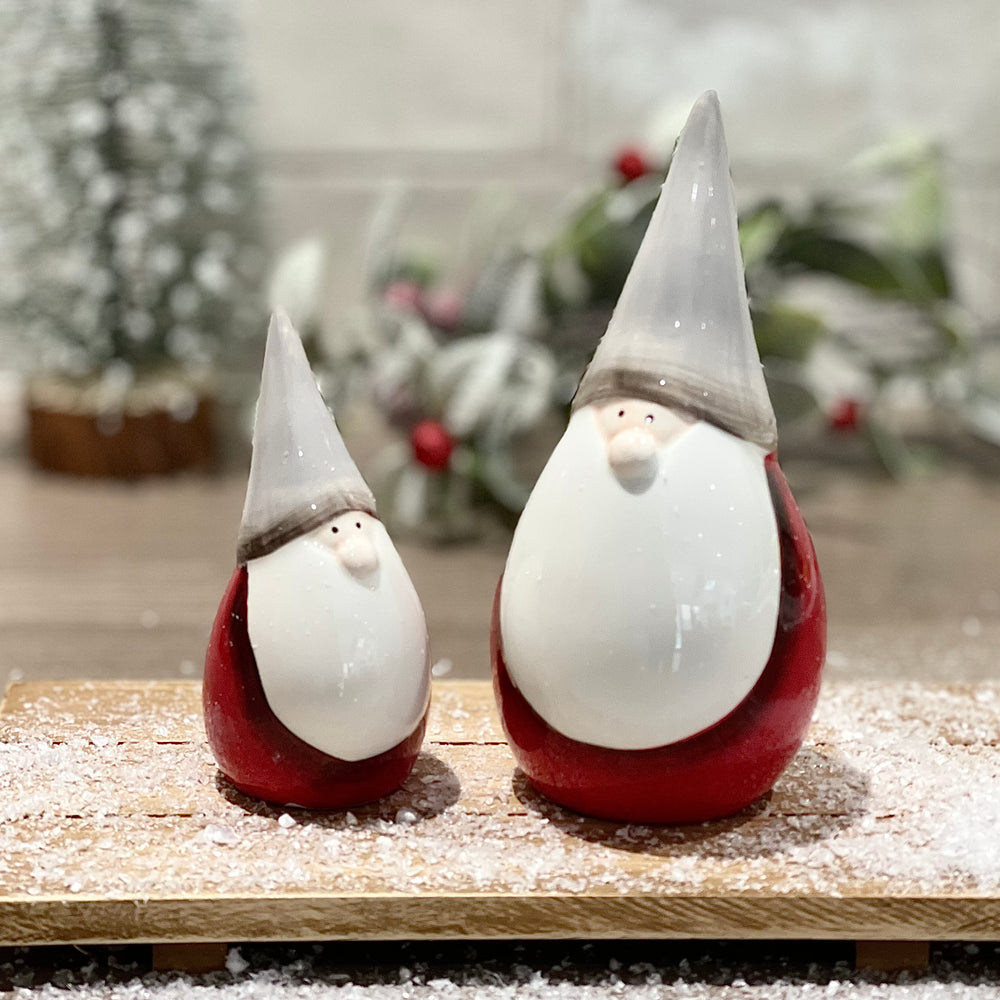 Red/Grey Ceramic Santa | 15cm