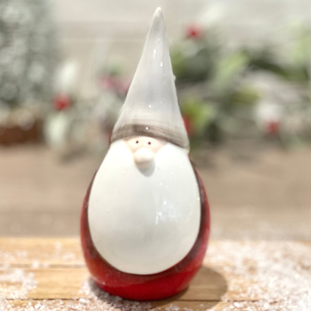 Red/Grey Ceramic Santa | 15cm