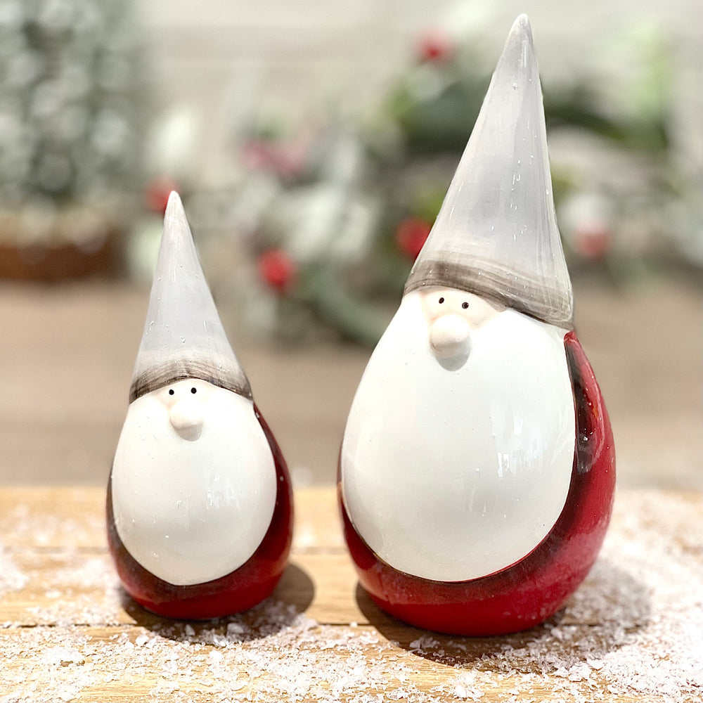 Red/Grey Ceramic Santa | 10cm