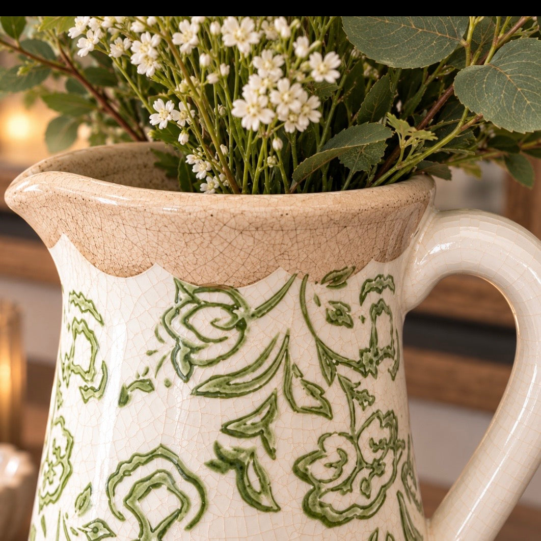Toile de Jouy Soft Green Jug | 19cm