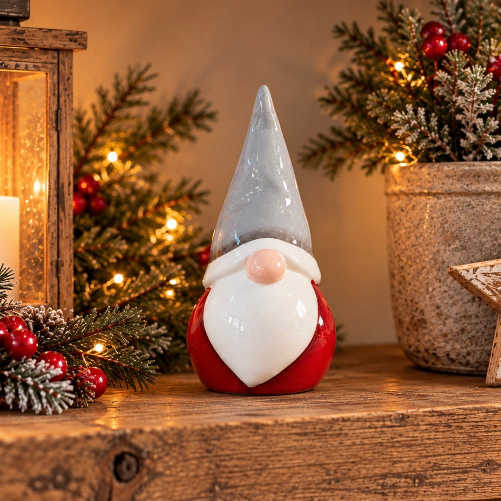 Red/Grey Ceramic Gonk 16cm