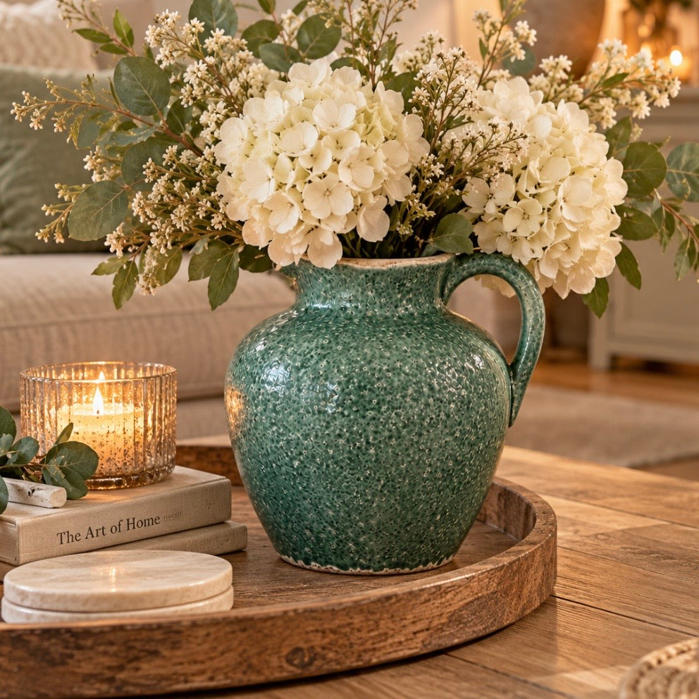 Antiqued Reactive Glaze Jug | Green
