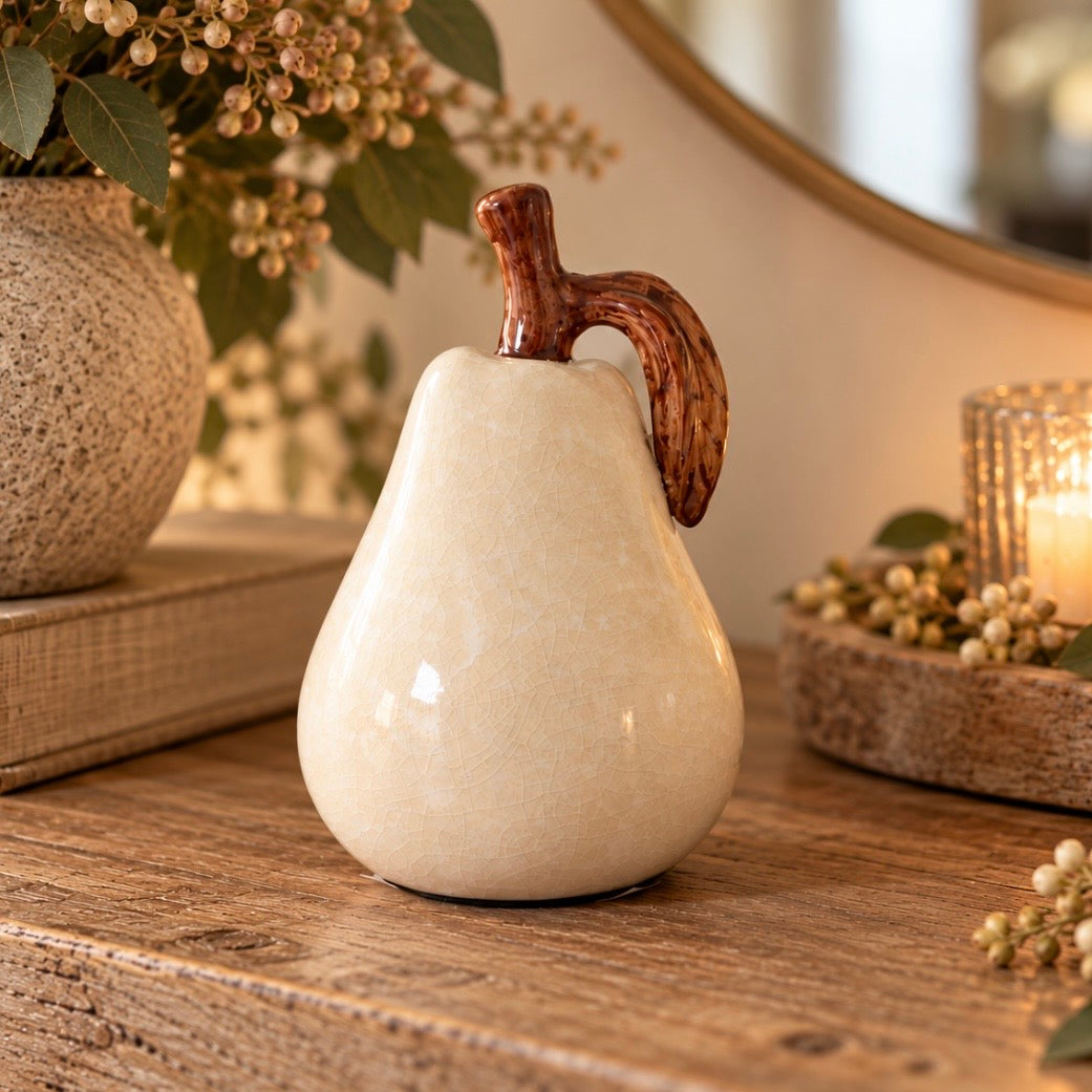 Ceramic Glazed Pear Ornament | 14cm