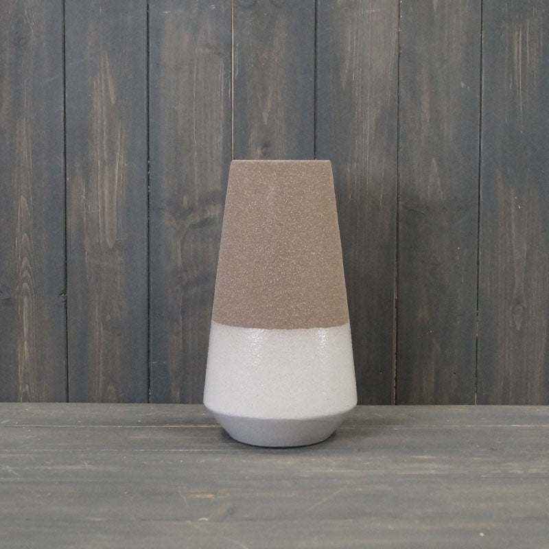 Textured Mocha Vase with Glazed Base | 25cm
