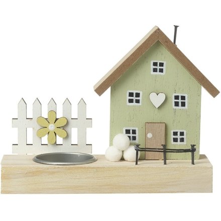 Wooden T-Light House Decoration | 15cm