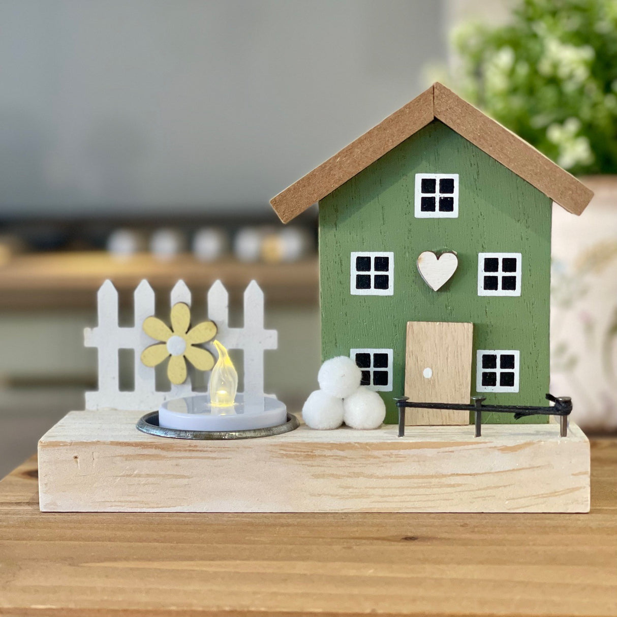 Wooden T-Light House Decoration | 15cm