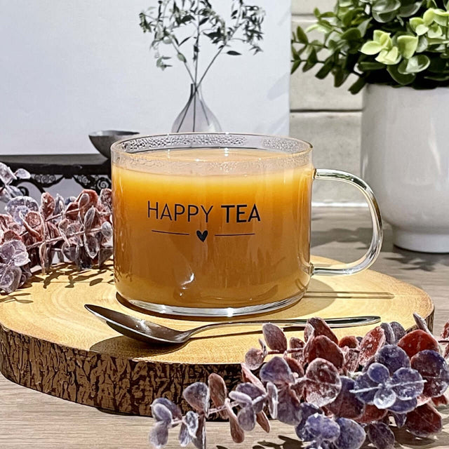 Happy Tea Glass Mug - Starburst Interiors Limited