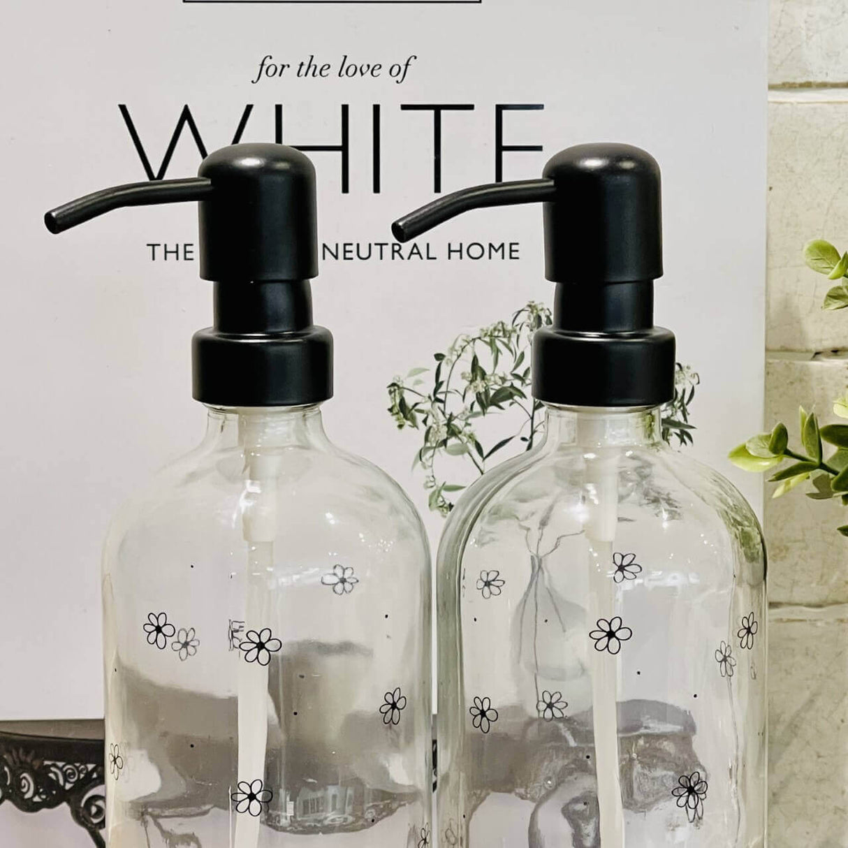 Pump Bottles, Floral | Set of 2 - Starburst Interiors Limited