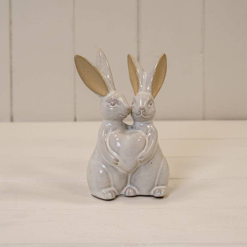 Glazed Ceramic Rabbit Ornament with Textured Detail