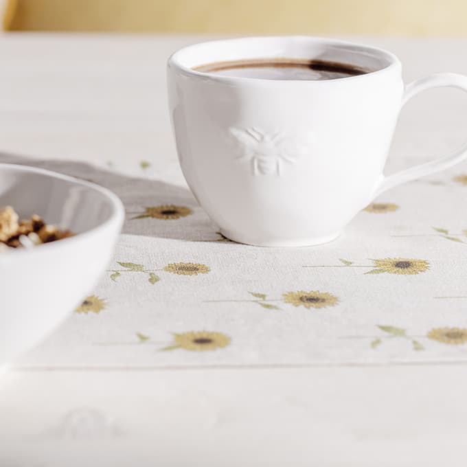 Bees White Stoneware Mug
