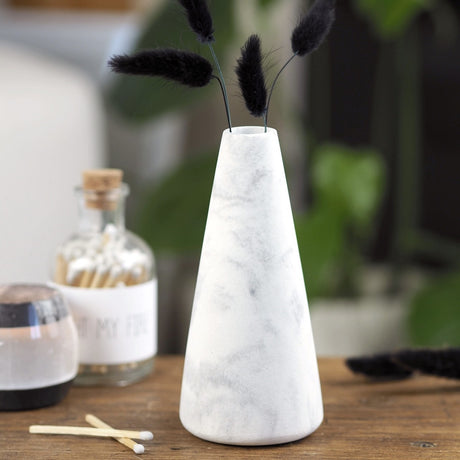 Concrete Bud Vase | 14.5cm - White Marble