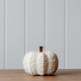 Cream Rope Pumpkin with Wooden Stalk