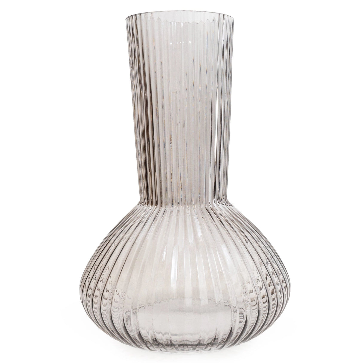 Grey Tall Ridged Vase | 30cm