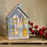 Grey Ceramic Glazed LED House | 15cm