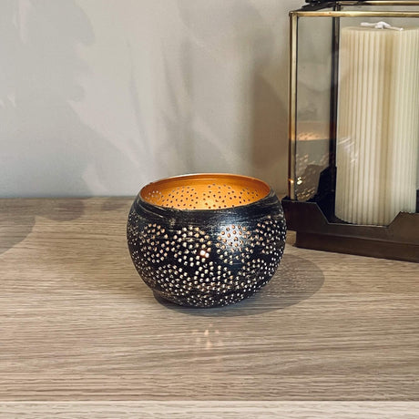 Black and Gold Metal Tea Light Holder