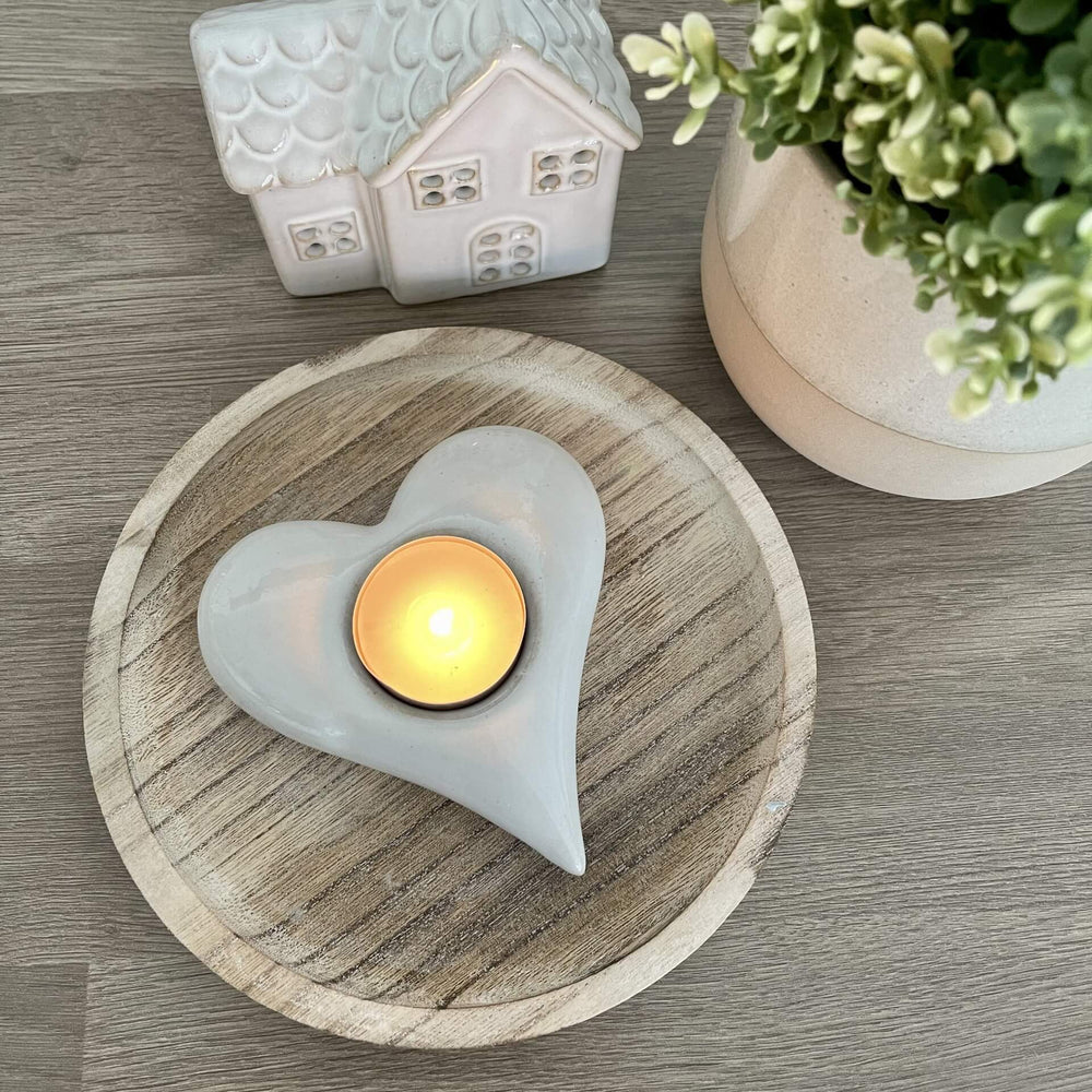 Natural Heart Tea Light Holder
