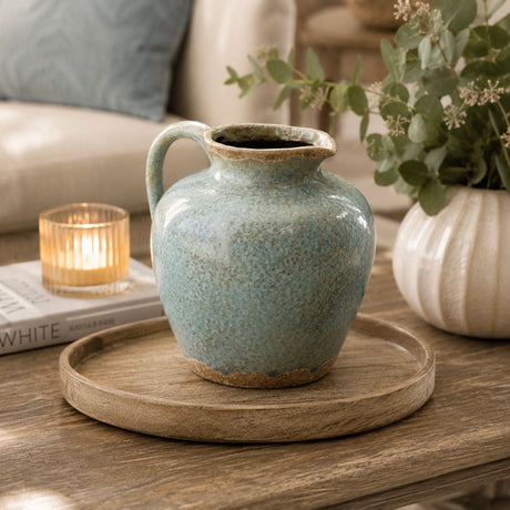 Antiqued Reactive Glaze Jug | Blue