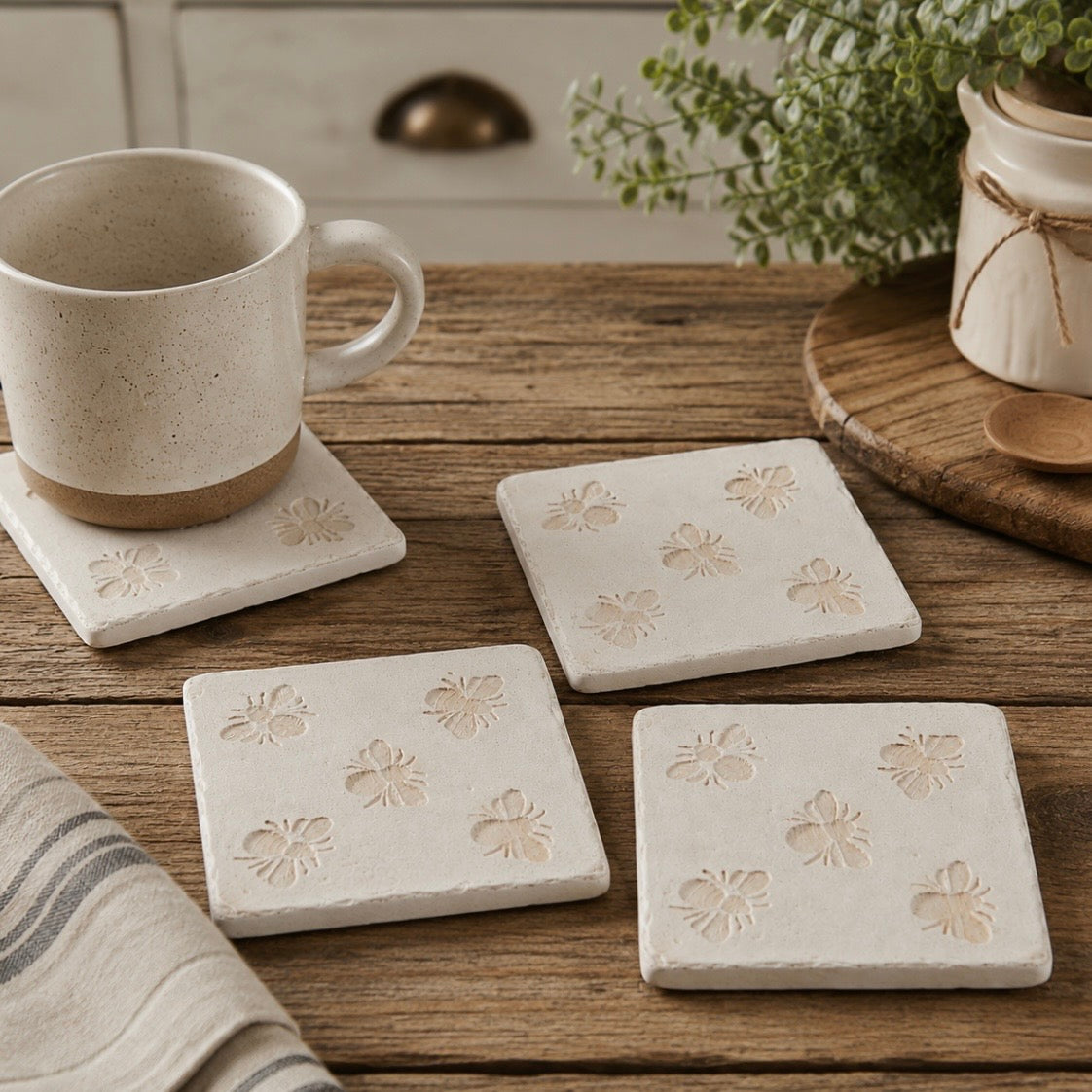 Bee Imprint Coasters | Set of 4