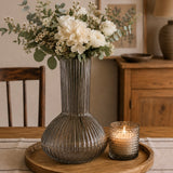 Grey Tall Ridged Vase | 30cm