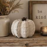 Cream Rope Pumpkin with Wooden Stalk