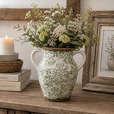 Toile de Jouy Soft Green Urn Vase | 22.5cm