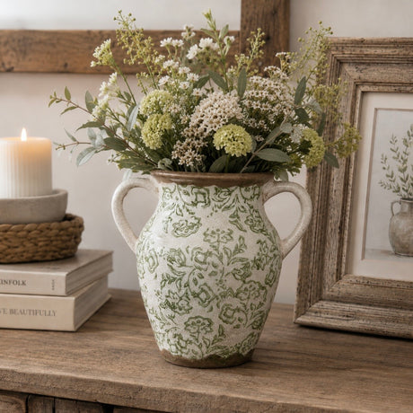 Toile de Jouy Soft Green Urn Vase | 22.5cm