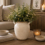 Antiqued Cream Stoneware Urn Style Vase | 22cm
