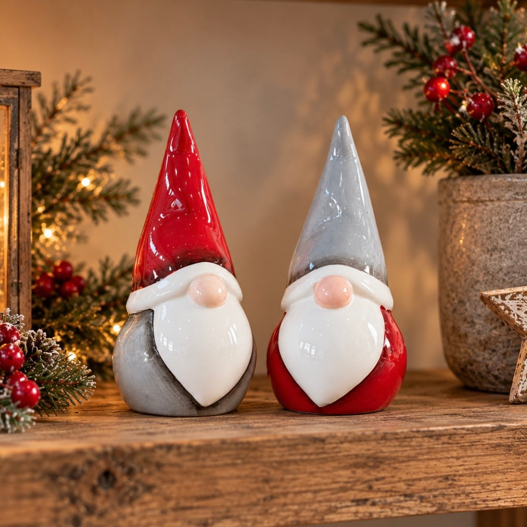 Grey/Red Ceramic Gonk 16cm