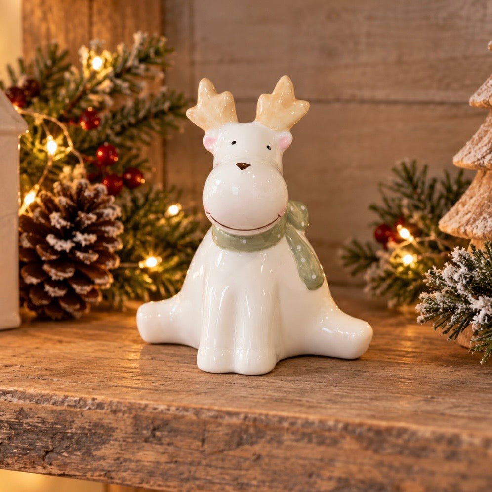 Ceramic Sitting Reindeer | 11.5cm