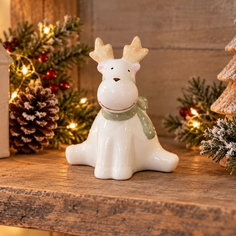 Ceramic Sitting Reindeer | 11.5cm