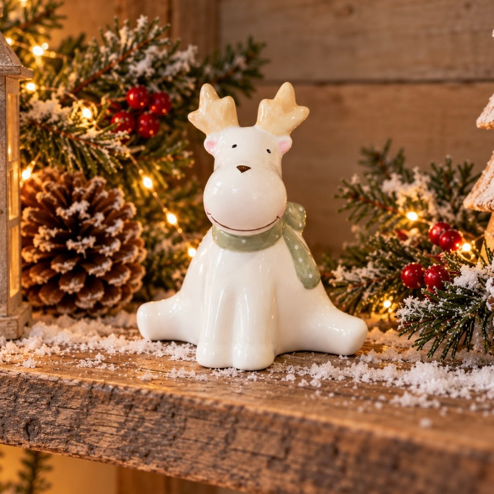 Ceramic Sitting Reindeer | 11.5cm