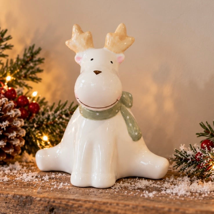 Ceramic Sitting Reindeer | 11.5cm