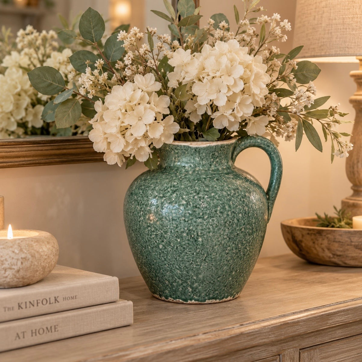 Antiqued Reactive Glaze Jug | Green
