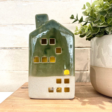Green Ceramic LED House | 15.5cm