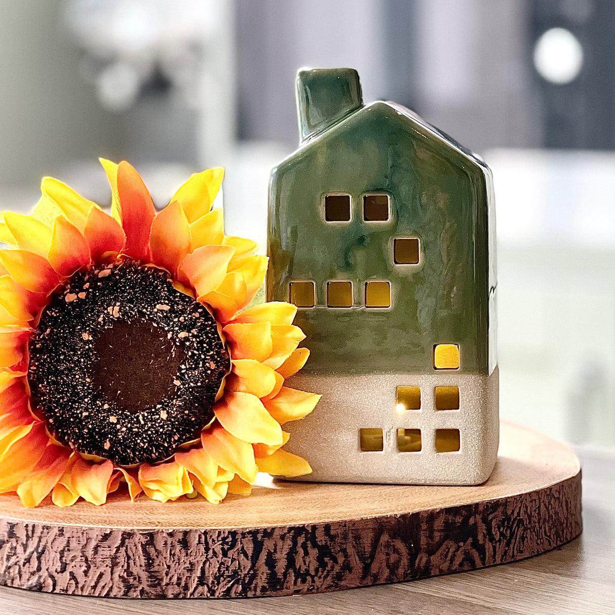 Green Ceramic LED House | 15.5cm