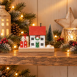 Wooden House With Tree and Presents | 9.5cm