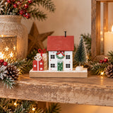 Wooden House With Tree and Presents | 9.5cm
