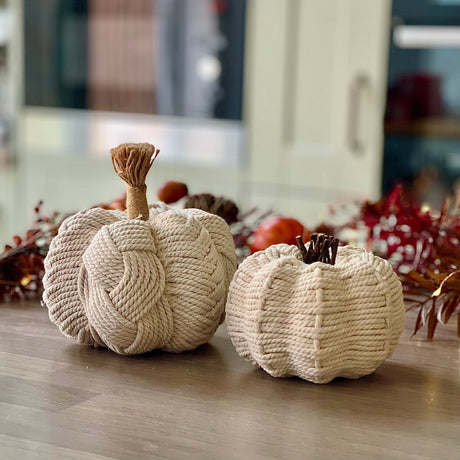 Cream Pumpkin with Rope Stem