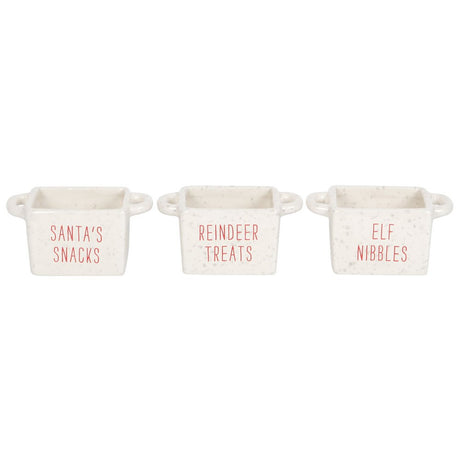 Set of 3 Ceramic Christmas Snack Bowls | Santa, Reindeer, and Elf Designs