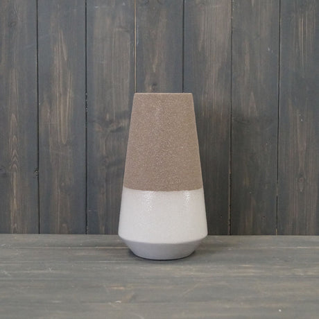Textured Mocha Vase with Glazed Base | 25cm