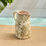 Vintage Floral & Leaf Stoneware Jug