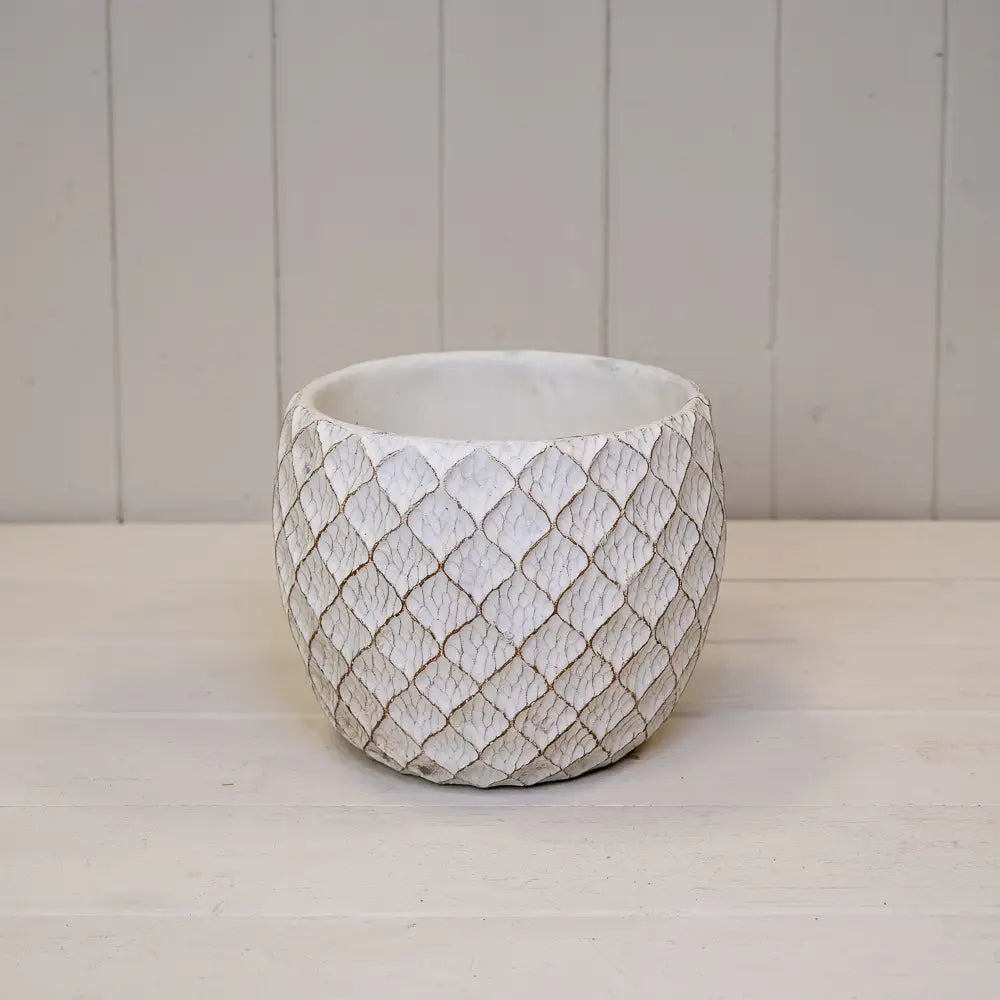 White Cement Trellis Pot