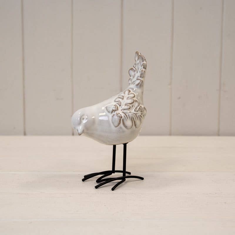 Glazed Ceramic Pecking Bird Ornament