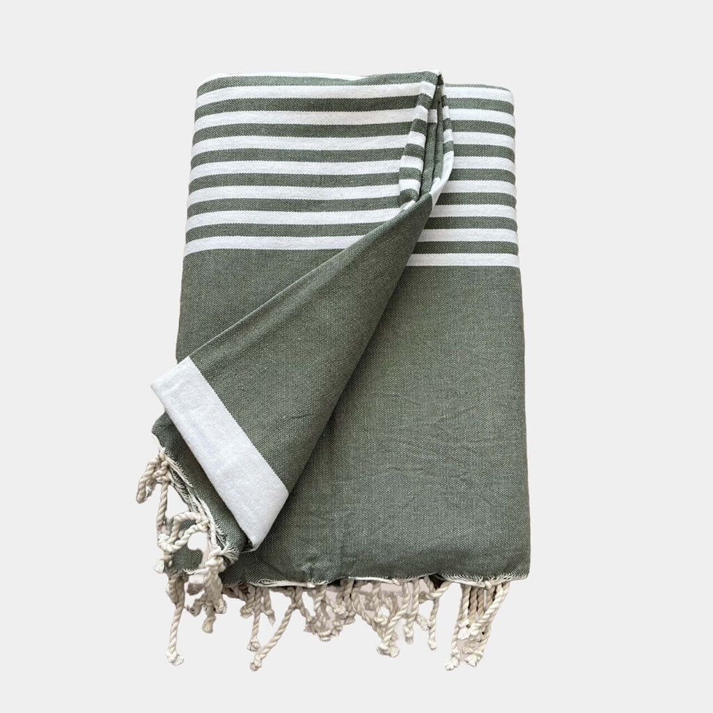 Cotton Throw - Recycled Cotton - Olive - Starburst Interiors Limited
