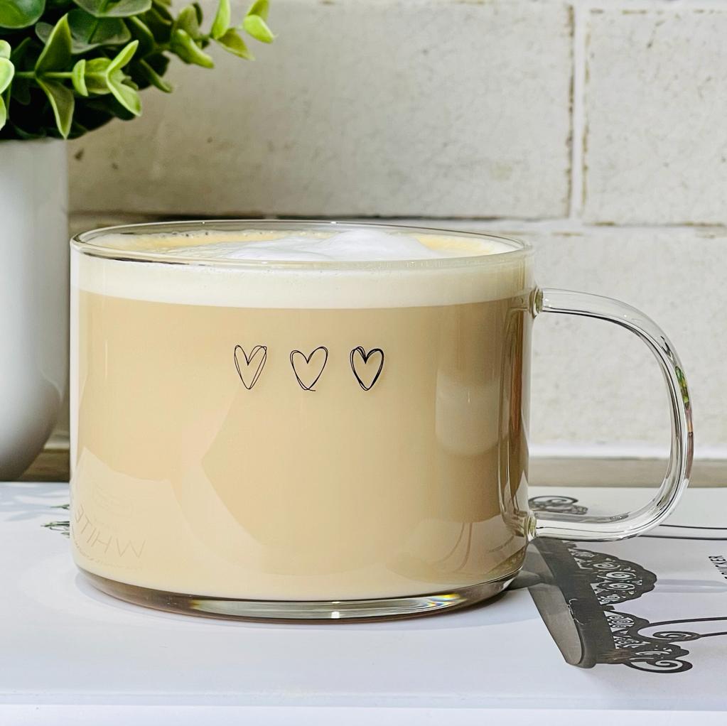 Glass Mug with 3 Hearts - Starburst Interiors Limited