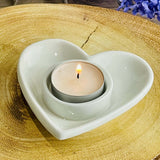 Heart Shaped Tealight Holder - White - Starburst Interiors Limited