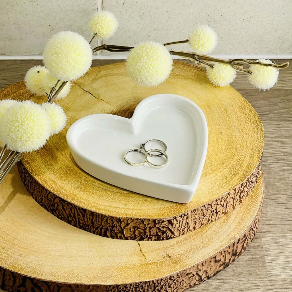 Heart Shaped Trinket Dish - White - Starburst Interiors Limited